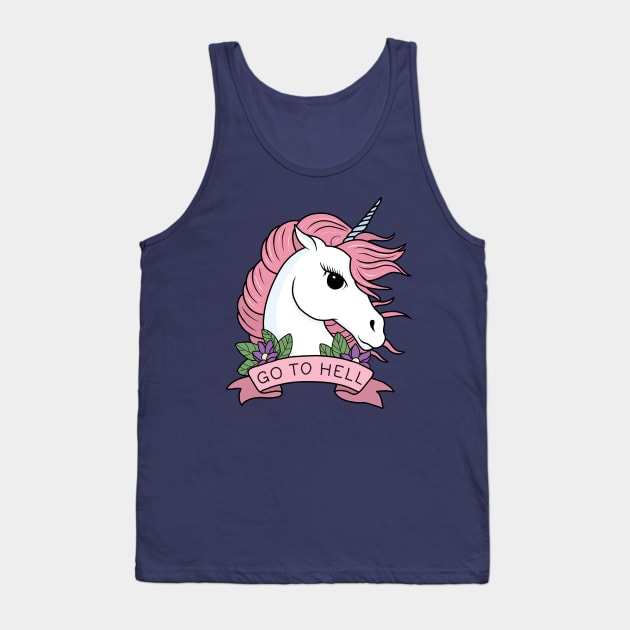 Go to Hell - Unicorn Tank Top by valentinahramov